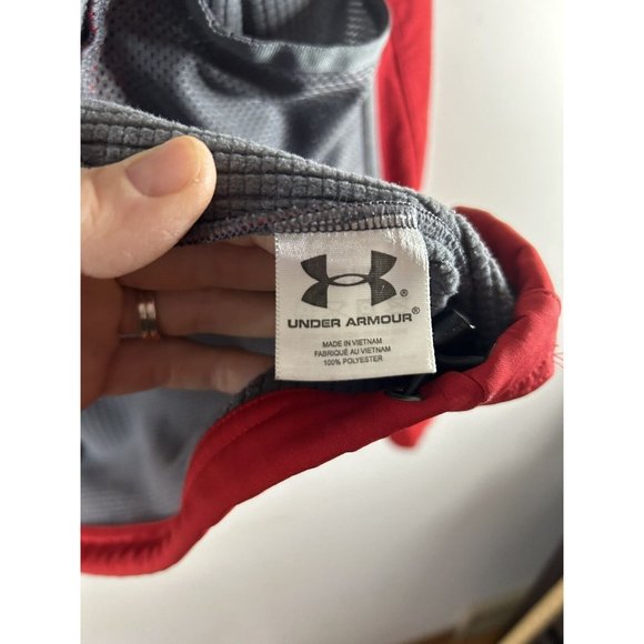 Under Armor Softshell Jacket Size Large L Soft Shell Red Gray Full Zip Coat - Picture 12 of 12
